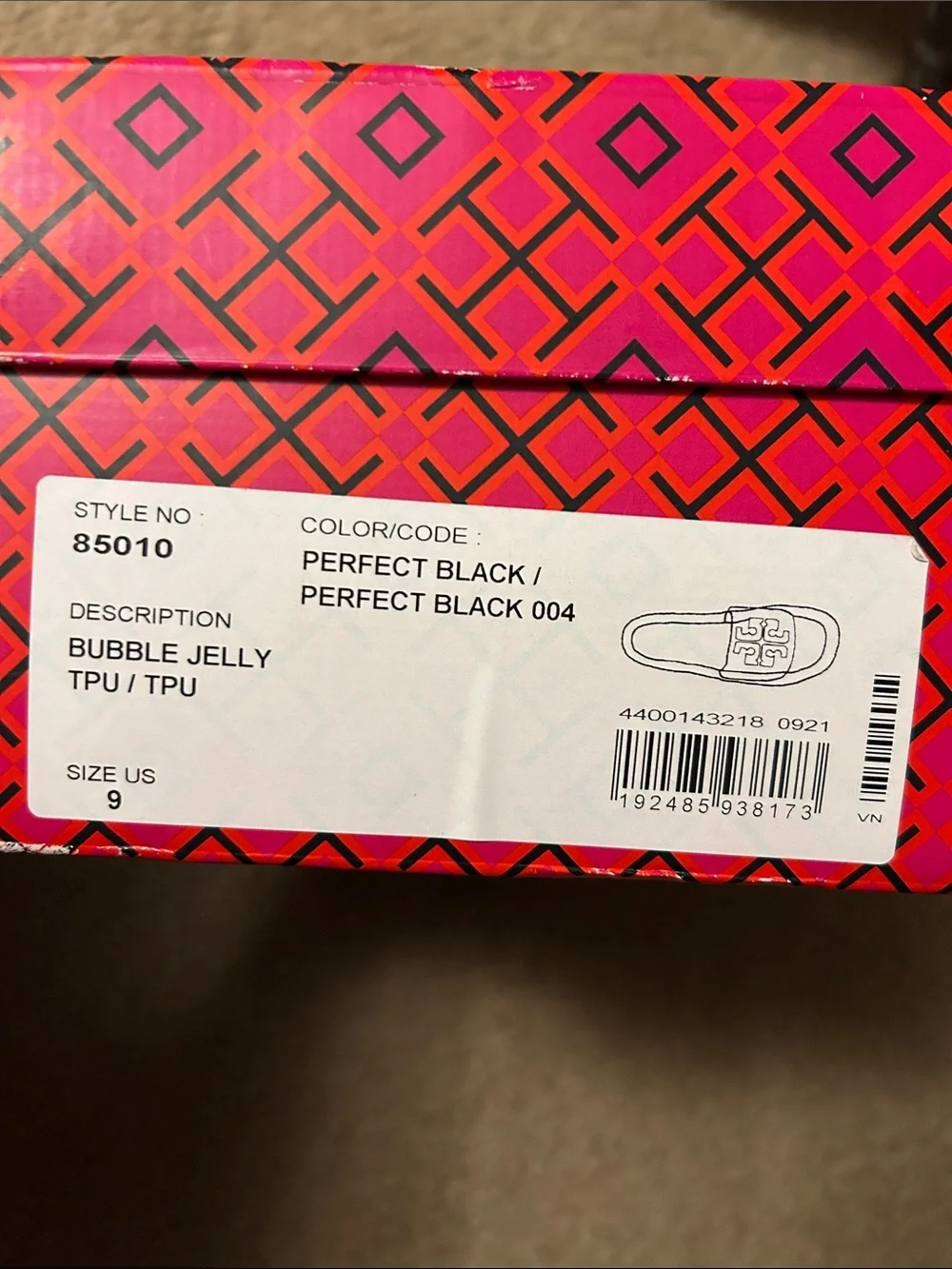 Tory Burch Black Gloss Logo Slide Sandals